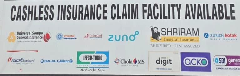 Cashless insurance claim facility available with leading insurance partners